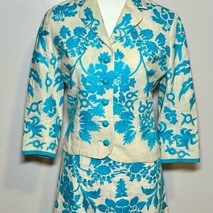 Tracy Reese Blue and Cream Skirt Set